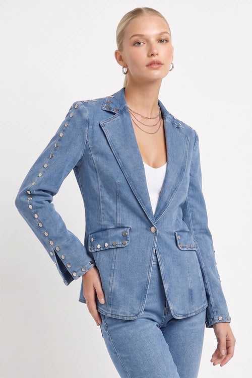 Dome Studded Denim Blazer