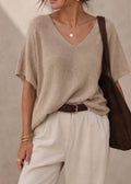 Relaxed V-Neck Knit Top