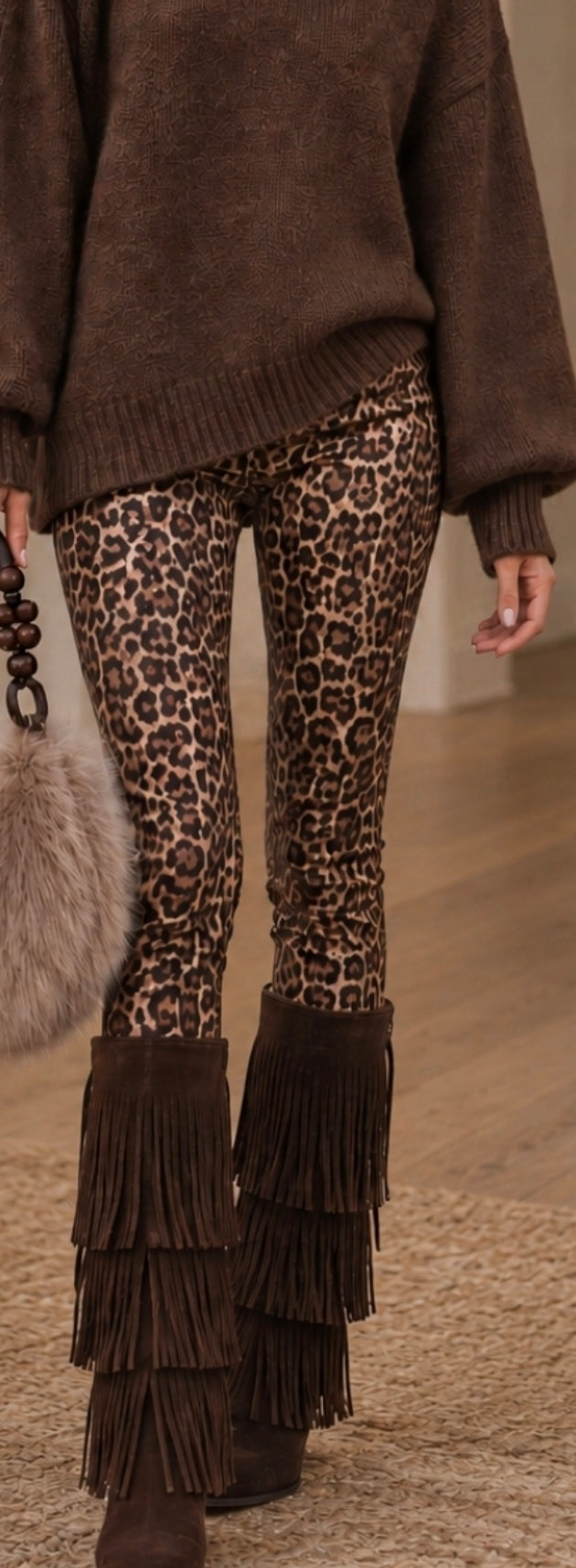 Leopard Print Flared Trousers