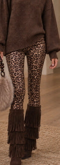 Leopard Print Flared Trousers
