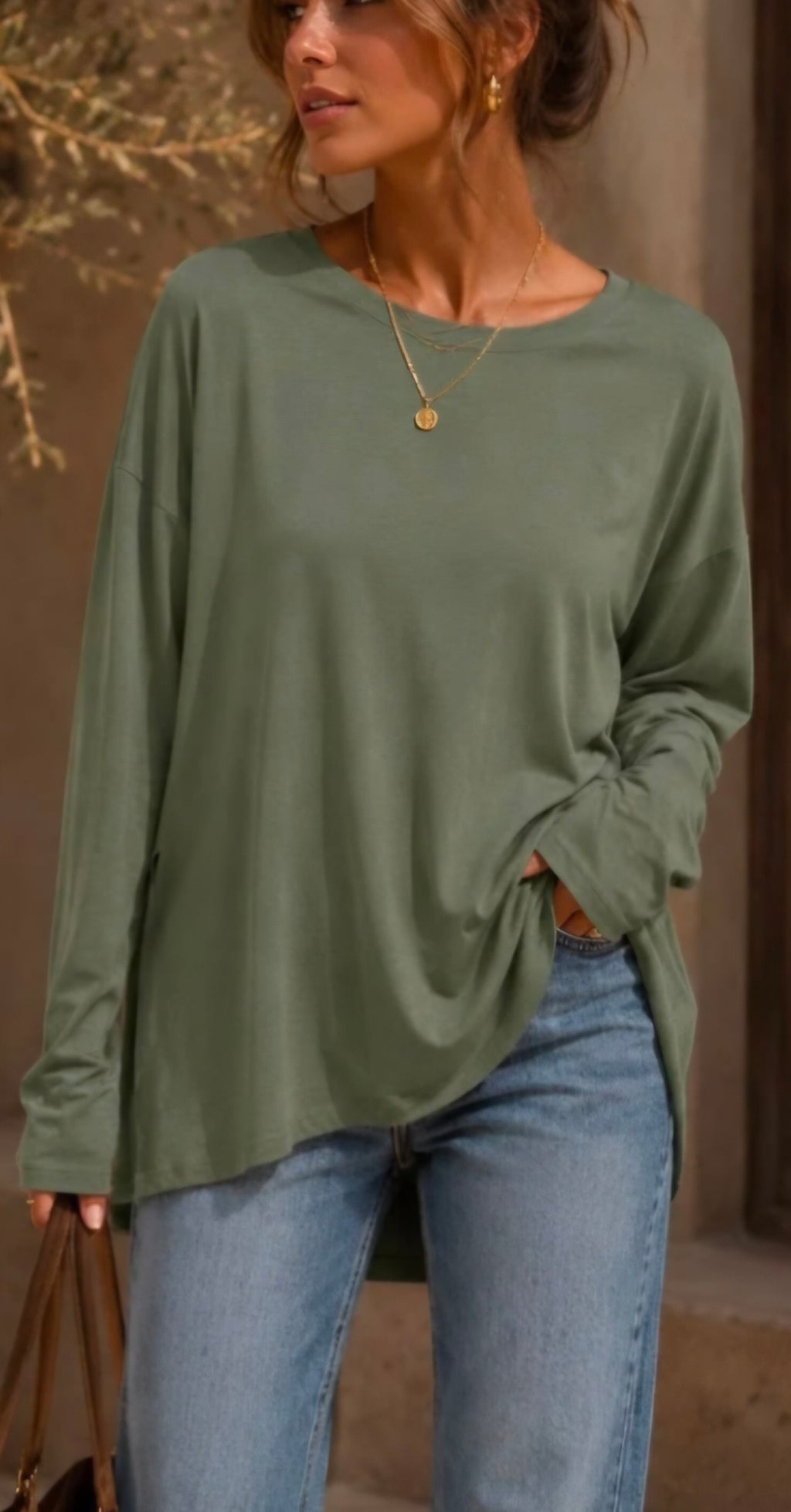 Oversized Italian Long-Sleeve Top