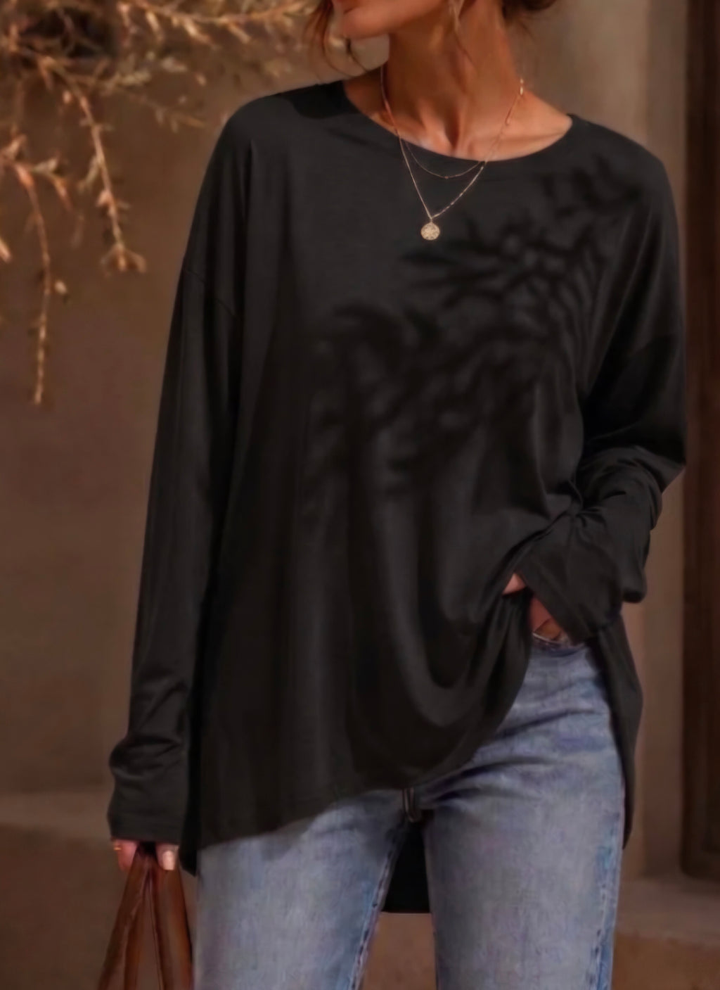 Oversized Italian Long-Sleeve Top