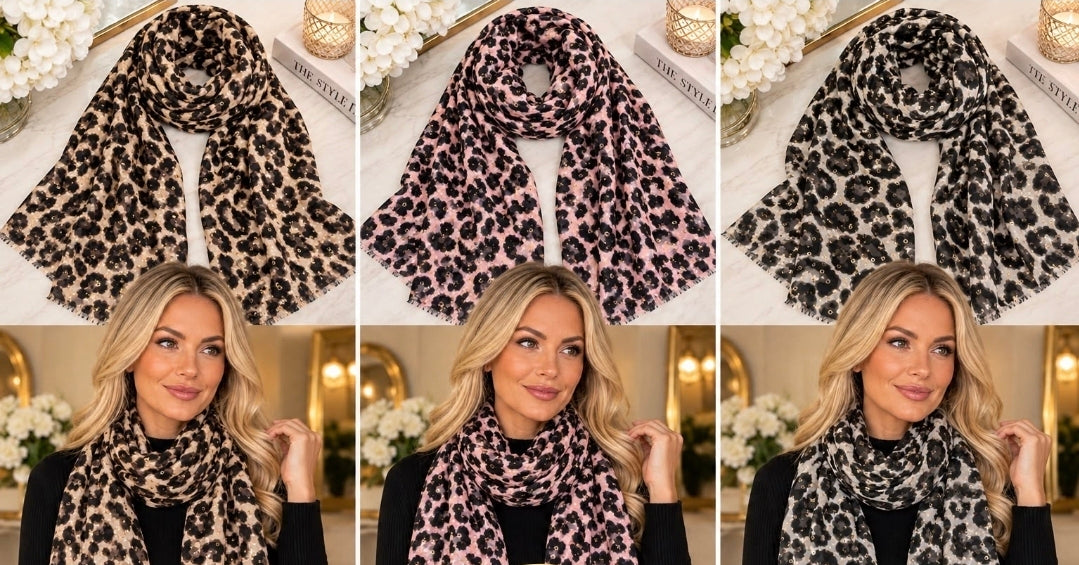 Animal Print Gold Detail Scarf