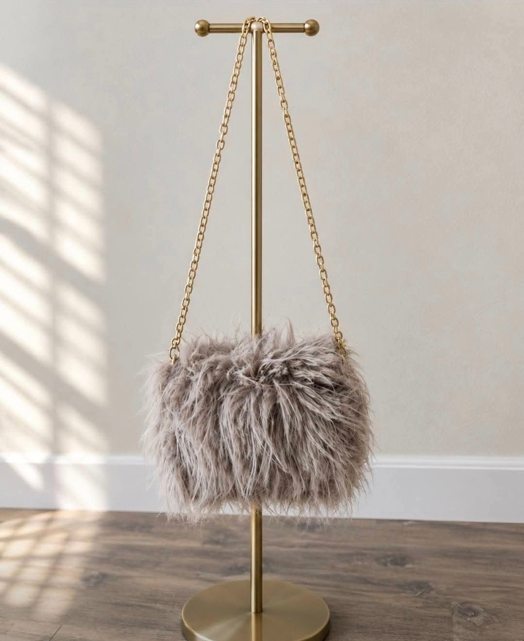 Faux Fur Chain Handle Bag