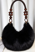 Faux Fur Beaded Handle Bag