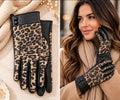Leopard Print Button Detail Gloves