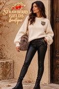 PU Leggings with Animal Print Pocket