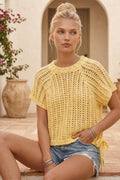 Chunky Knit Crochet Side Tie Top