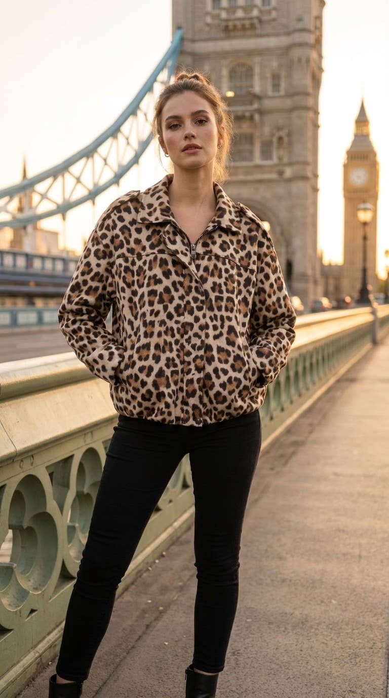 Leopard-Print Bomber Jacket