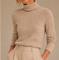 Ribbed Roll Neck Knit Top
