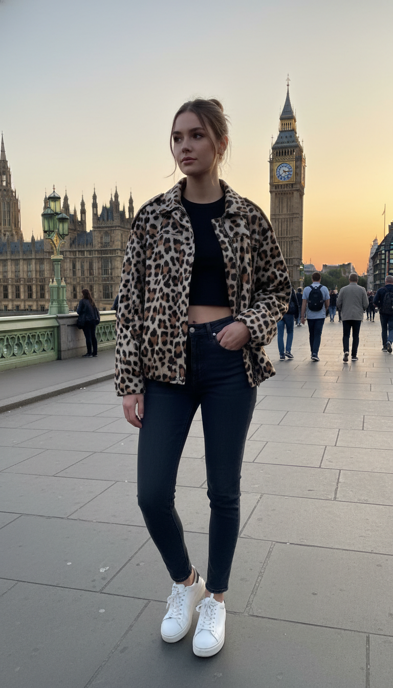 Leopard-Print Bomber Jacket